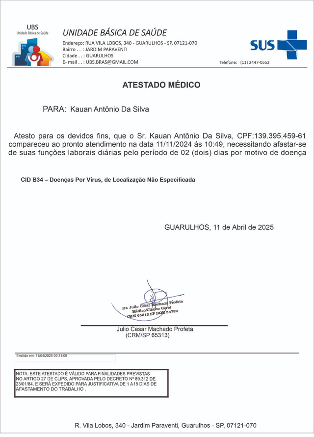 Atestado SUS